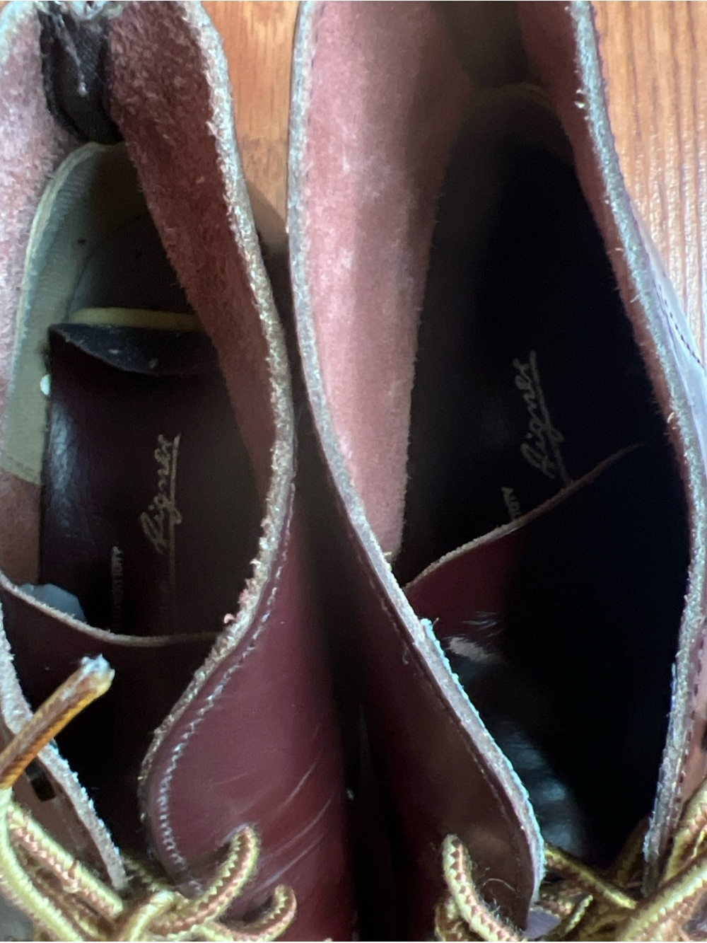 Etienne Aigner Burgundy Leather Ankle Booties with Tan Laces - Picture 8 of 10